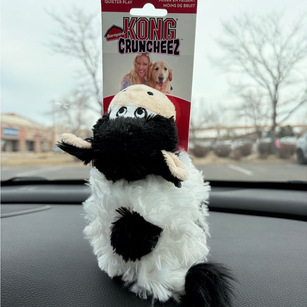 KONG Cruncheez Cow Toy - Black and White